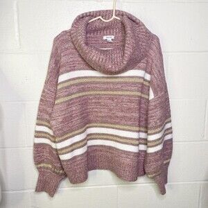 Nine West Sweater Womens Large Long Sleeve Turtleneck Knit Balloon Sleeve